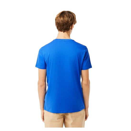 Lacoste Heren Pima Logo Lichtgewicht V Hals T-shirt (Blauw) - Image 2