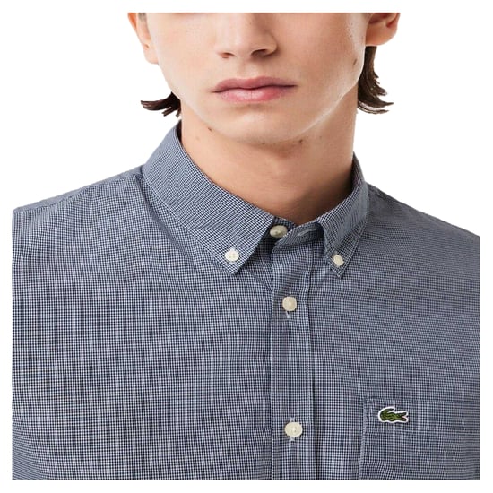 Lacoste Heren Regular Overhemd met Korte Mouwen (Wit/Zwaar Blauw) - Image 3