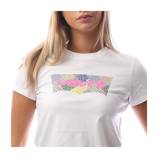 Levis Dames/Dames Patchwork T-shirt (Helder wit) - Image 3