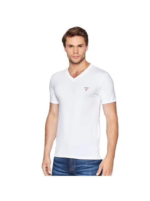 Guess heren T-shirt met klassiek rood logo in de vorm van een driehoek. - Image 1