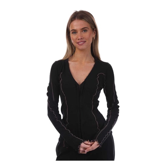 Diesel Dames/Dames T-Ribas top met schulpranden (Zwart) - Image 2