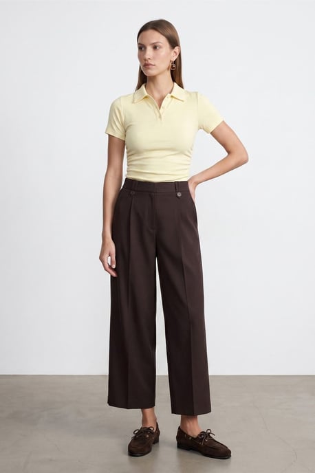 Dames Crop Slim Fit Polo T-shirt - Image 4