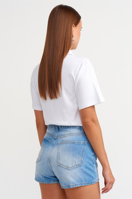 Hoge Taille Katoenen Denim Mama Shorts - Image 3