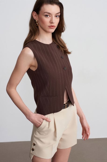 Hoogwaardige Tailored Crepe Shorts met Ceintuur - Image 3