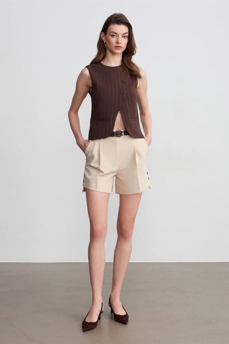 Hoogwaardige Tailored Crepe Shorts met Ceintuur - Image 4