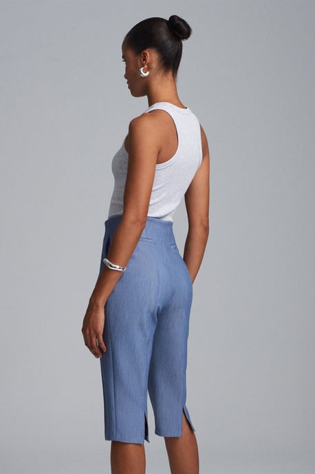 Hoge taille Rechte Capri Shorts Met Splits - Image 2