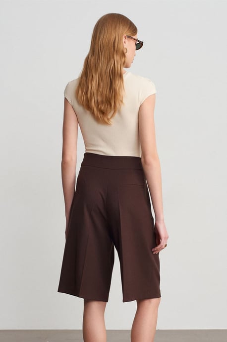 Hoge taille wijde broekshorts met riem - Image 2