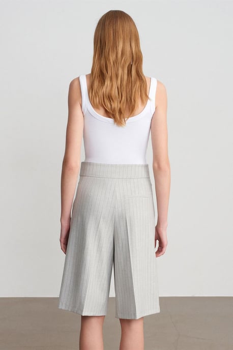 Hoge Taille Gestreepte Tailored Shorts Met Riem - Image 2