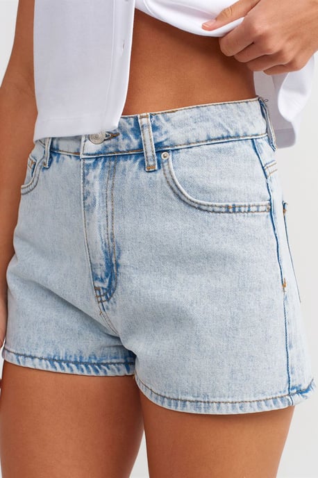 Hoge Taille Katoenen Denim Mom Shorts - Image 4