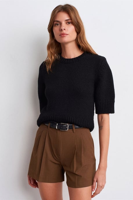 Hoog-Waisted Crêpe Tailored Shorts - Image 3