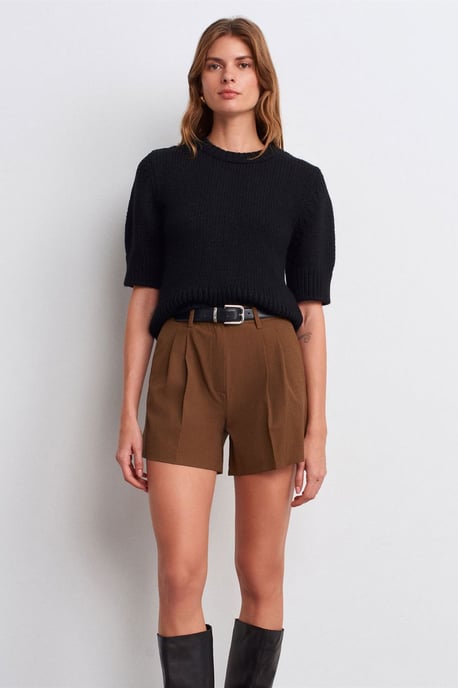 Hoog-Waisted Crêpe Tailored Shorts - Image 5