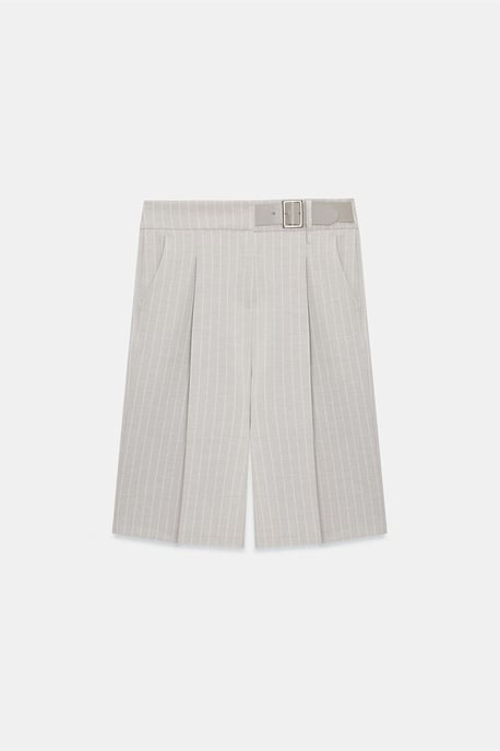Hoogwaardige Gestreepte Tailored Shorts Met Riem - Image 5