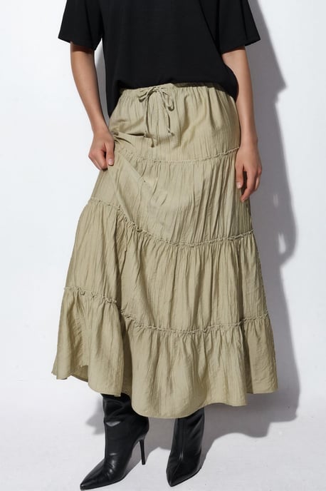 Hooggewaisted Textured A-Line Maxi Rok - Image 1