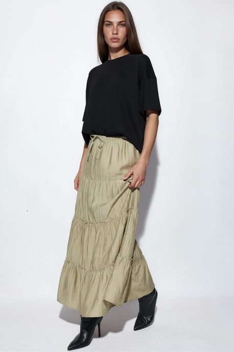 Hooggewaisted Textured A-Line Maxi Rok - Image 2
