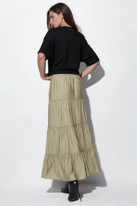 Hooggewaisted Textured A-Line Maxi Rok - Image 3