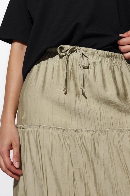 Hooggewaisted Textured A-Line Maxi Rok - Image 5