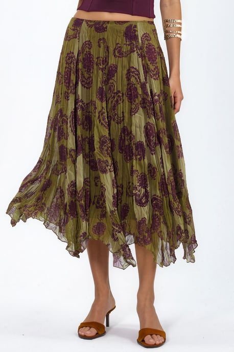 Hoge Taille Paisley Chiffon Maxi Rok - Image 1