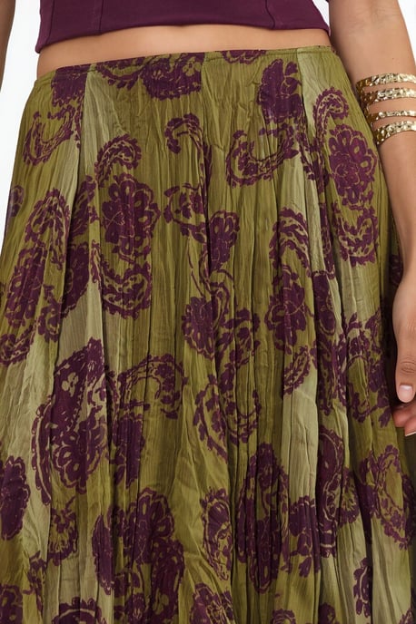 Hoge Taille Paisley Chiffon Maxi Rok - Image 2