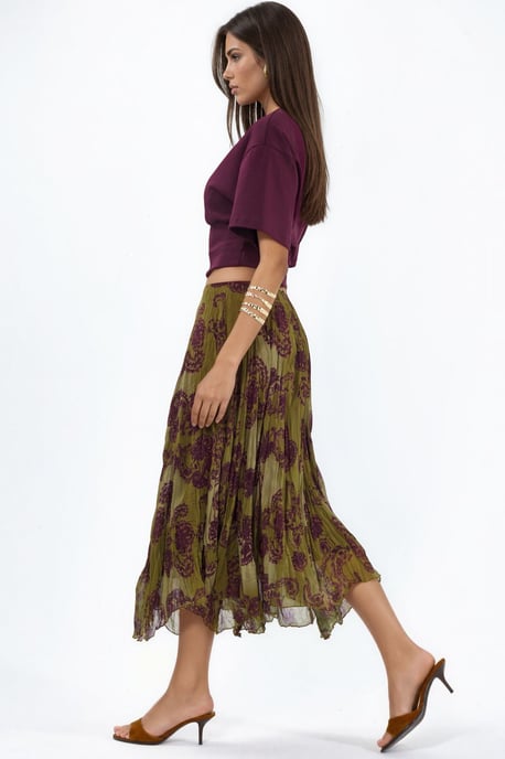 Hoge Taille Paisley Chiffon Maxi Rok - Image 4
