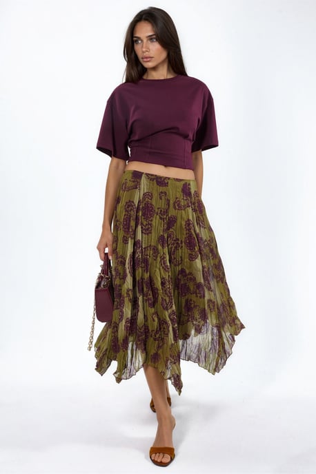 Hoge Taille Paisley Chiffon Maxi Rok - Image 5