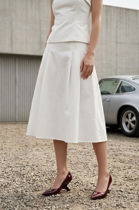 Strapless Blouse en Hoog-Waisted Midi Rok Set - Image 2