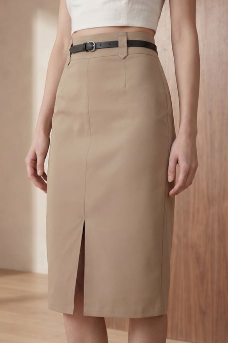 Hoge Taille Midi Pennenrok met Split - Image 3
