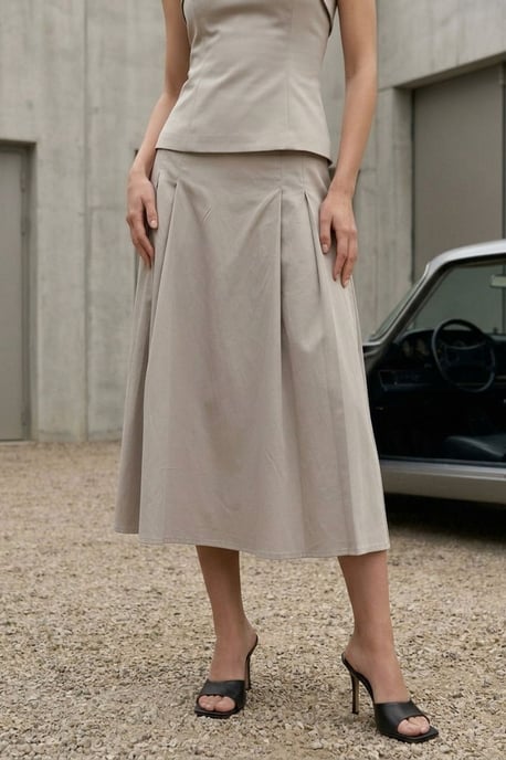 Strapless Blouse en Hoge Taille Midi Rok Set - Image 2