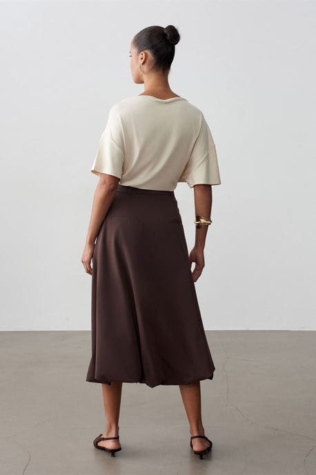 Hoge taille riem midi ballon rok - Image 2