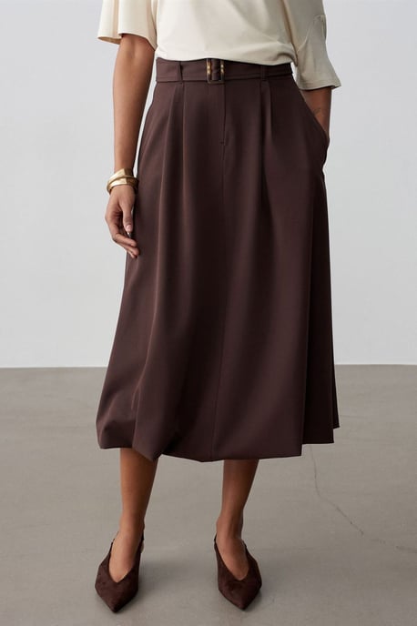 Hoge taille riem midi ballon rok - Image 4