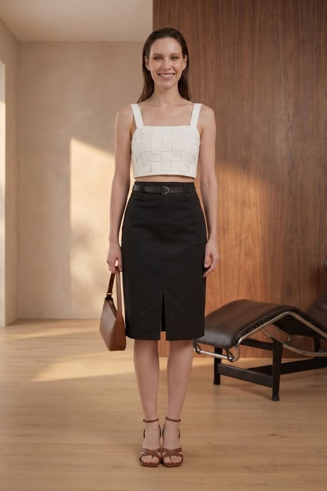 Hoge Taille Midi Pantalonrok met Splits - Image 6
