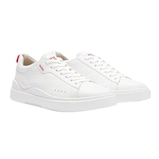 Hugo Boss Heren Tenn Leren Platte Trainers (Wit) - Image 5