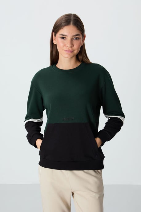 Oversized Kleurblok Crewneck Sweatshirt - Image 1