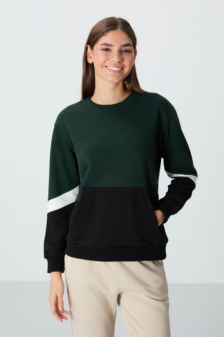 Oversized Kleurblok Crewneck Sweatshirt - Image 2