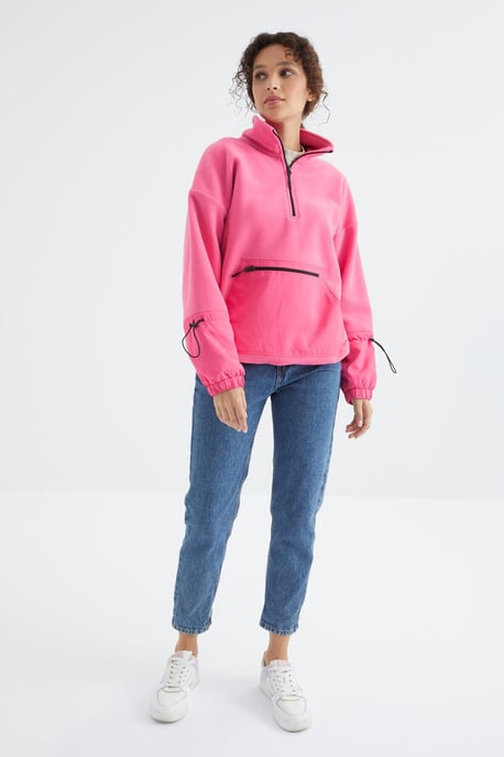 Overmaatse Pluche Half-Zip Sweatshirt - Image 2
