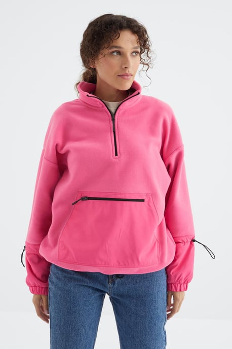 Overmaatse Pluche Half-Zip Sweatshirt - Image 3