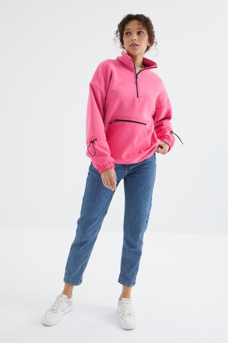 Overmaatse Pluche Half-Zip Sweatshirt - Image 4