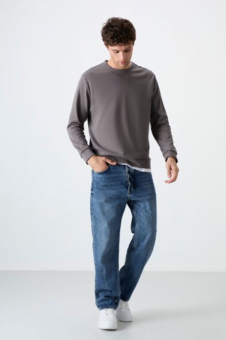 Heren Effen Rundhals Sweatshirt - Image 2