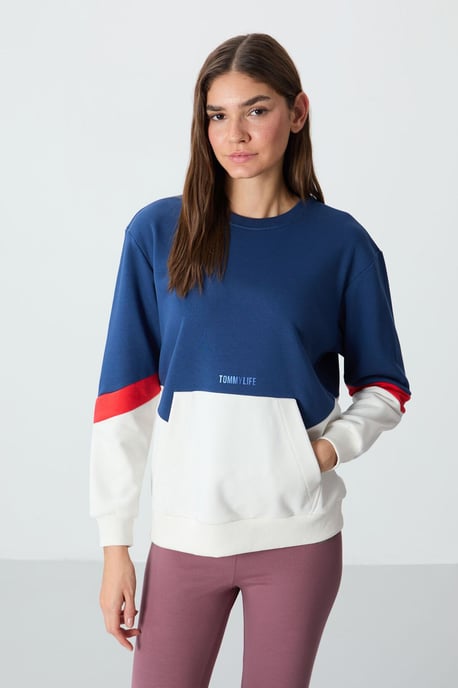 Oversized Kleurgeblokte Crewneck Sweater - Image 1