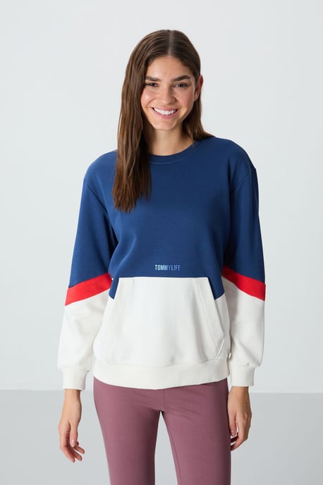 Oversized Kleurgeblokte Crewneck Sweater - Image 4