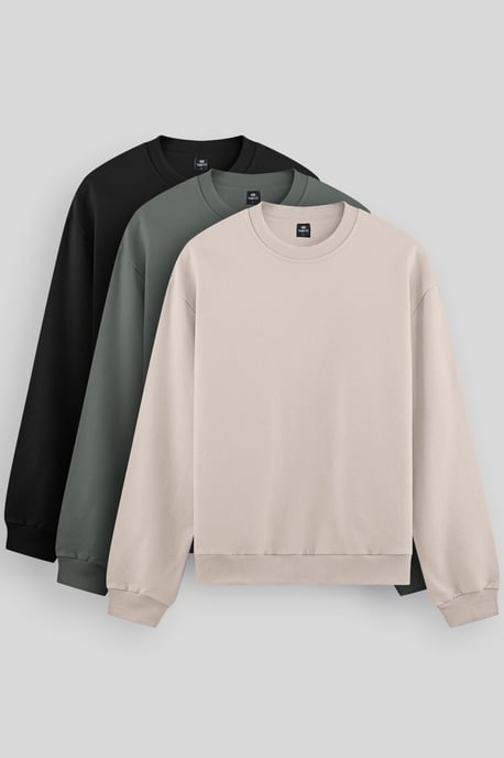Heren Effen Rundhals Sweatshirt - Image 1