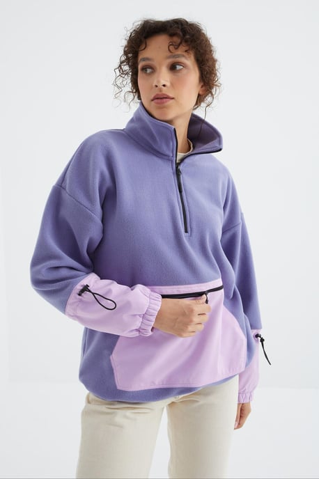 Oversized Pluche Halve Rits Sweatshirt - Image 2