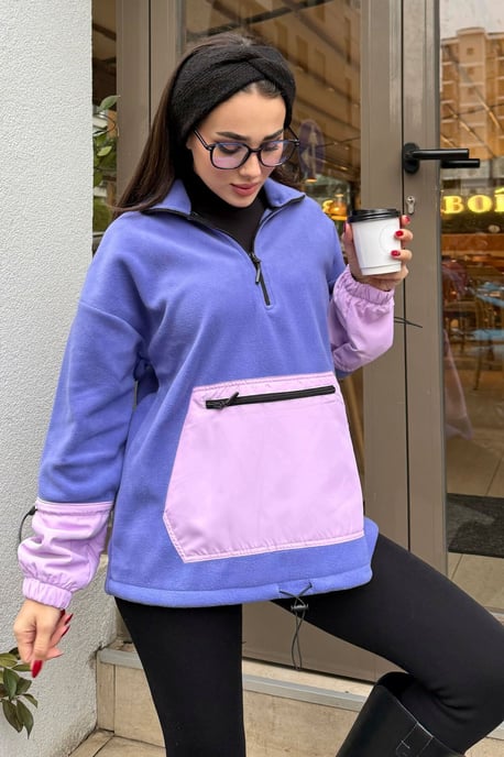 Oversized Pluche Halve Rits Sweatshirt - Image 3