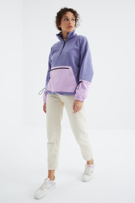Oversized Pluche Halve Rits Sweatshirt - Image 4