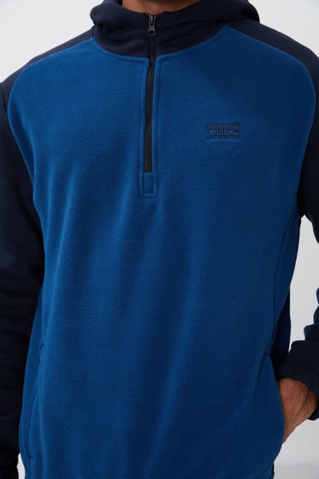 Heren kleurgeblokte half-rits pluche sweatshirt - Image 2