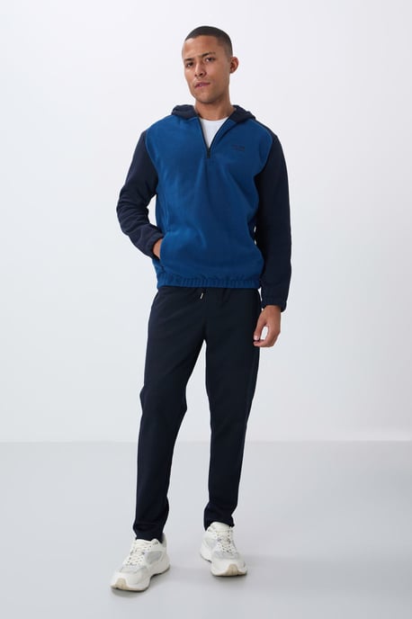 Heren kleurgeblokte half-rits pluche sweatshirt - Image 3