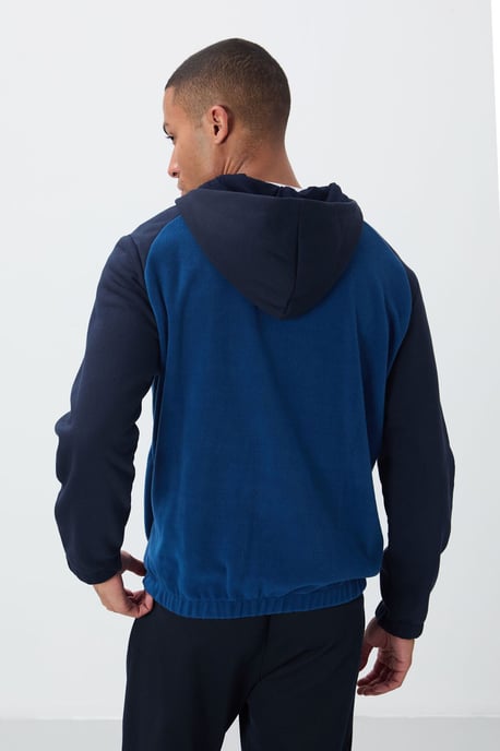 Heren kleurgeblokte half-rits pluche sweatshirt - Image 5