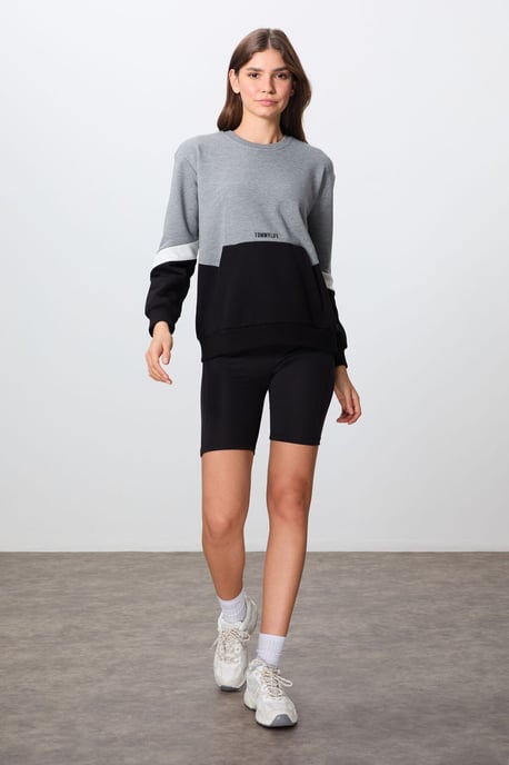 Overmaatse Kleurgebroken Crew Neck Sweatshirt - Image 2