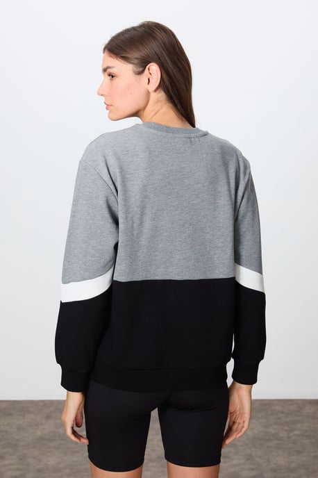 Overmaatse Kleurgebroken Crew Neck Sweatshirt - Image 5