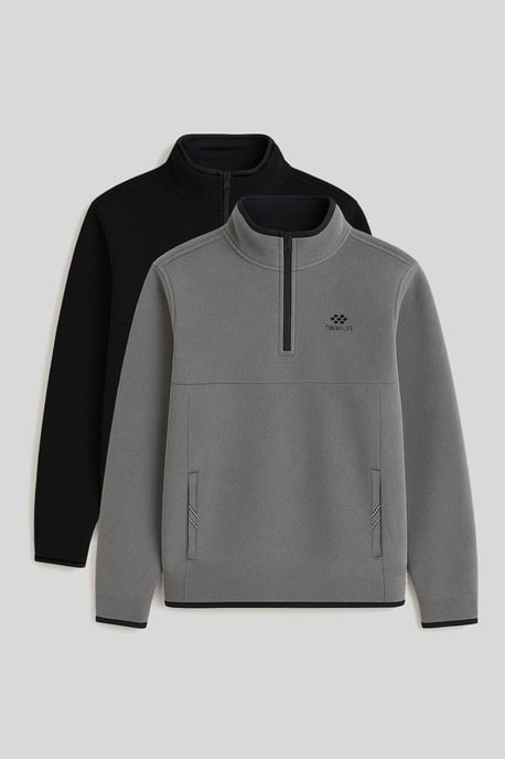 Heren Halve Rits Pluche Sweatshirt - Image 1