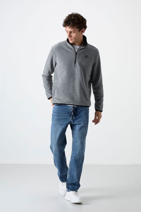 Heren Halve Rits Pluche Sweatshirt - Image 4
